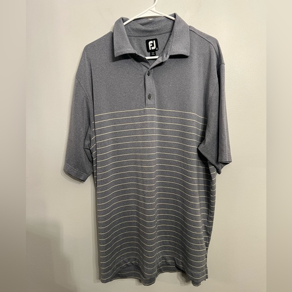 FootJoy Engineered Pinstripe Polo‎  Mens Size X-Large Yellow Regular - Picture 1 of 6